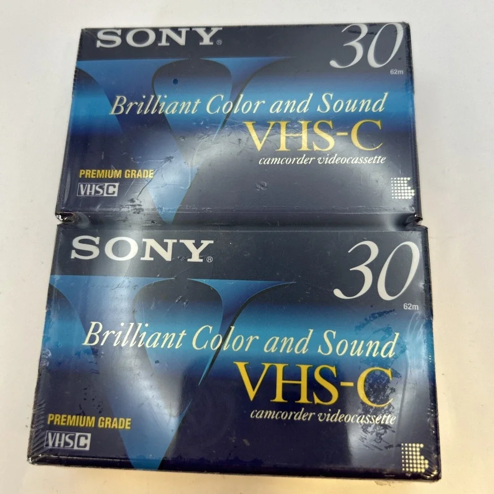 VHS-C Sony Premium Grade Camcorder Video Cassette Tapes 2 Pack 30 Minutes NEW